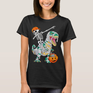 Skeleton Riding Dancing Dab Dinosaur T Rex Hallowe T-Shirt