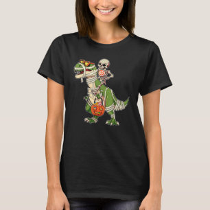 Skeleton Riding Dinosaur Halloween Candy Sweets T-Shirt