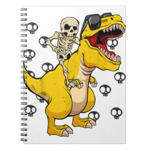 Skeleton Riding Dinosaur Lazy Halloween Costume Fu Notebook