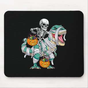 Skeleton Riding Dinosaur T Rex Fun Kids Boys Hallo Mouse Mat