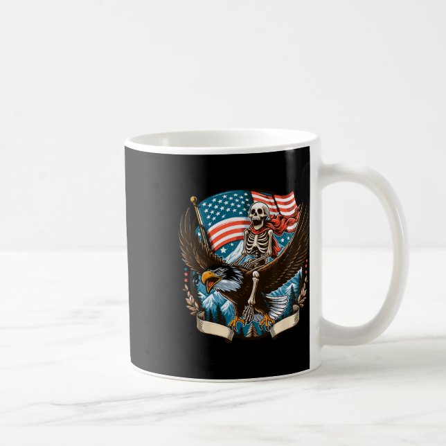 Skeleton Riding Eagle Usa American 4th Of July Pat Coffee Mug (Right)