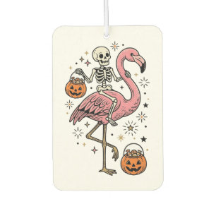 Skeleton Riding Flamingo Halloween Candy Shirt_1 Car Air Freshener