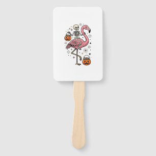 Skeleton Riding Flamingo Halloween Candy Shirt_1 Hand Fan