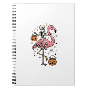 Skeleton Riding Flamingo Halloween Candy Shirt_1 Notebook