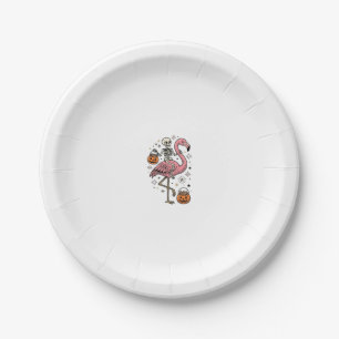 Skeleton Riding Flamingo Halloween Candy Shirt_1 Paper Plate