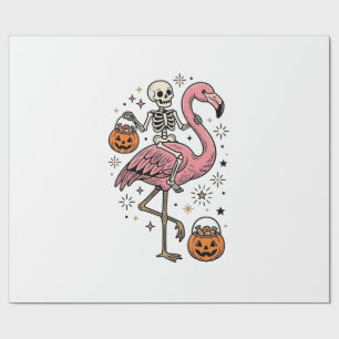 Skeleton Riding Flamingo Halloween Candy Shirt_1 Wrapping Paper