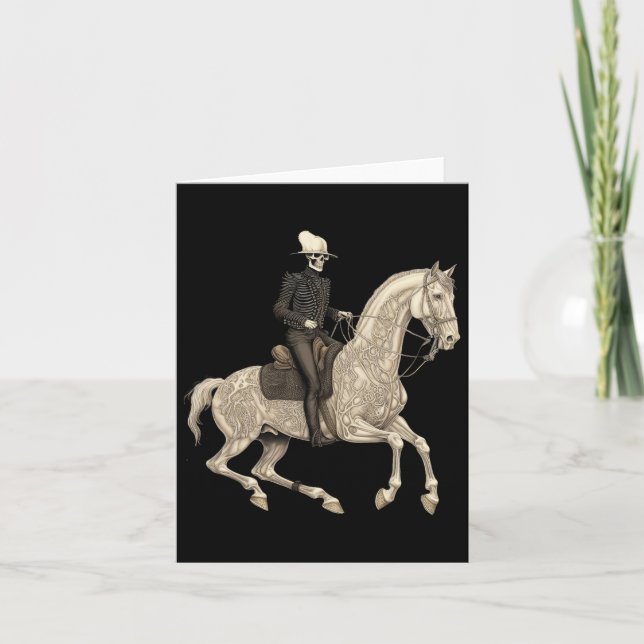 Skeleton Riding Horse Cowboy Horse Lover Halloween Card (Front)