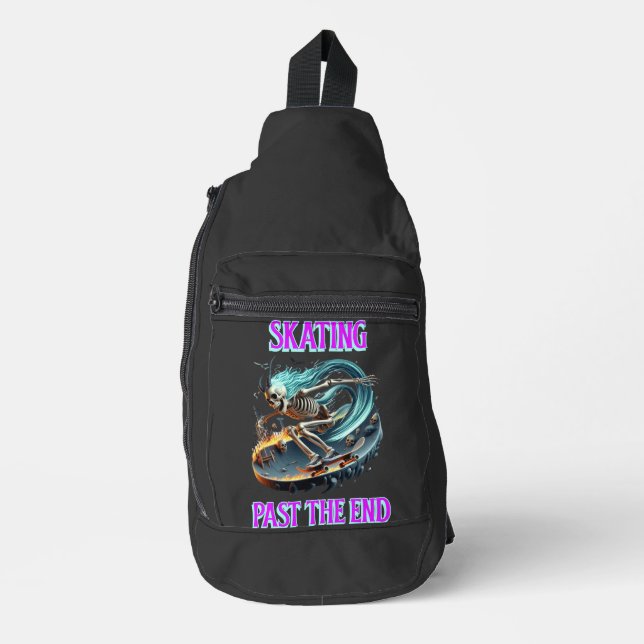Skeleton Riding In Hell Sling Bag (Front)