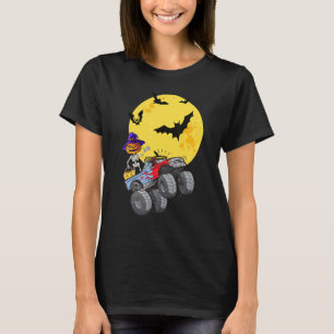 Skeleton Riding Monster Truck Halloween Kids Boys T-Shirt