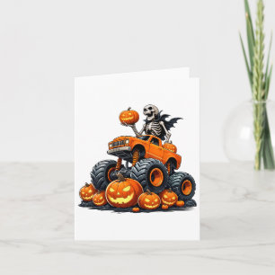 Skeleton Riding Monster Truck Halloween Pumpkin Ki Card