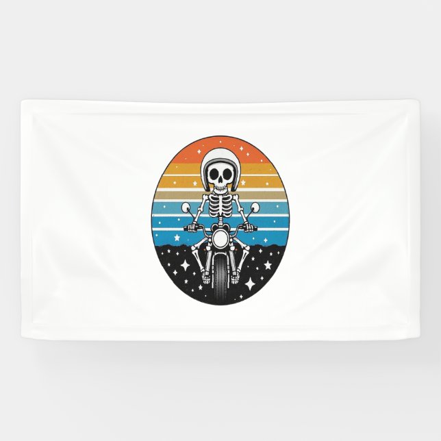 Skeleton Riding Motorcycle Banner (Horizontal)