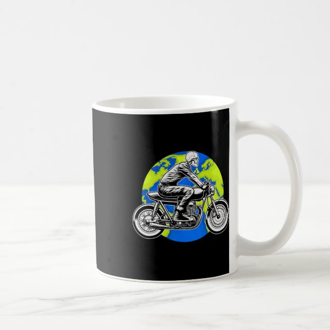 Skeleton Riding Motorcycle Earth Day Cool Save The Coffee Mug (Right)