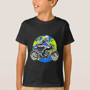 Skeleton Riding Motorcycle Earth Day Cool Save The T-Shirt