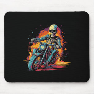 Skeleton Riding Motorcycle Halloween Costume Biker Mouse Mat