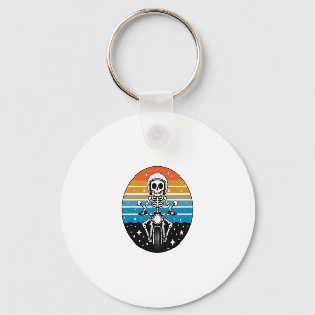 Skeleton Riding Motorcycle Key Ring (Front)