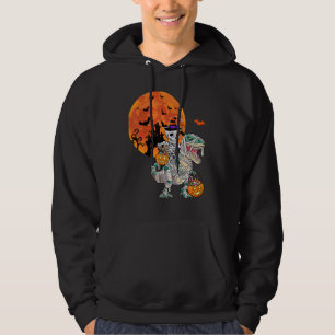 Skeleton Riding Mummy Dinosaur rex Halloween Pump Hoodie