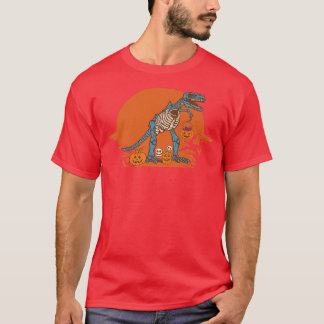 Skeleton Riding Mummy Dinosaur T re Halloween Funn T-Shirt