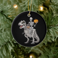Skeleton Riding Mummy Dinosaur T rex Halloween