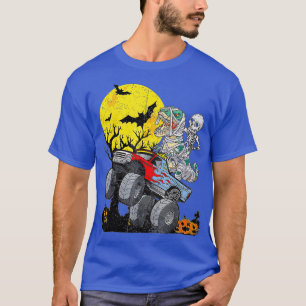 Skeleton Riding Mummy Dinosaur T Rex Halloween Fun T-Shirt