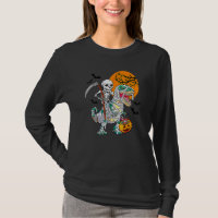 Skeleton Riding Mummy Dinosaur T Rex Halloween Fun