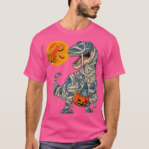 Skeleton Riding Mummy Dinosaur T rex Halloween Fun T-Shirt