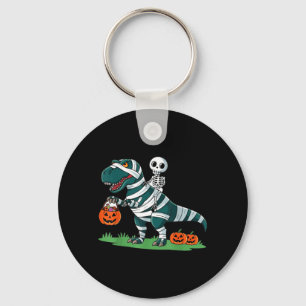 Skeleton Riding Mummy Dinosaur T rex Halloween Key Ring