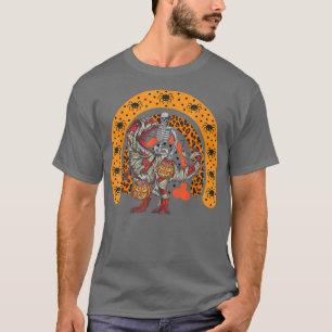 Skeleton riding mummy dinosaur t rex halloween rai T-Shirt
