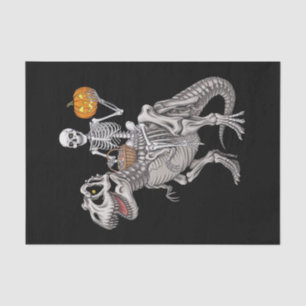 Skeleton Riding Mummy Dinosaur T rex Halloween  Tissue Paper