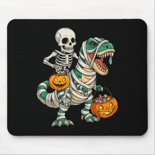 Skeleton Riding Mummy Dinosaur T Rex Kids Boys Men Mouse Mat