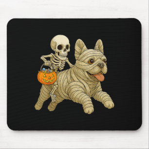 Skeleton Riding Mummy French Bulldog Dog Halloween Mouse Mat