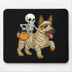 Skeleton Riding Mummy German Shepherd Dog Mouse Mat