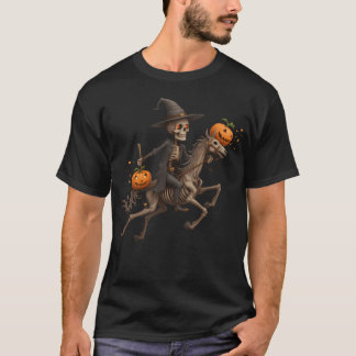 Skeleton Riding Mummy Horse Halloween funny T-Shirt
