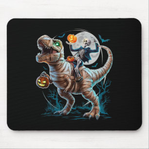 Skeleton Riding Mummy Pumpkin T Rex Dinosaur Funny Mouse Mat
