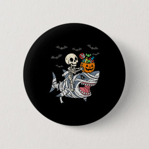 Skeleton Riding Mummy Shark Halloween Boys Toddler 6 Cm Round Badge