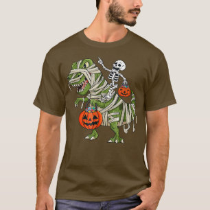 Skeleton Riding Mummy T Re Halloween Boys Girls Ki T-Shirt