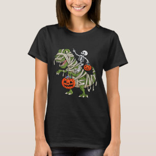 Skeleton Riding Mummy T Rex Halloween Boys Girls K T-Shirt
