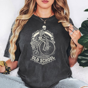 Skeleton Riding Old School Bicycle Vintage T-Shirt