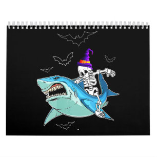 Skeleton Riding Shark Funny - Crazy Halloween Gift Calendar
