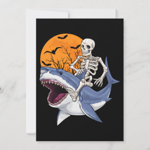 Skeleton Riding Shark Funny Halloween Costume Boys Invitation
