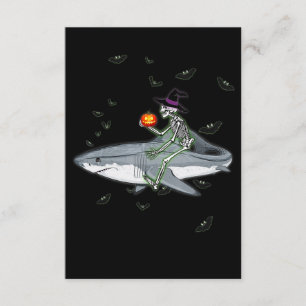 Skeleton Riding Shark - Funny Halloween Shark Gift Enclosure Card