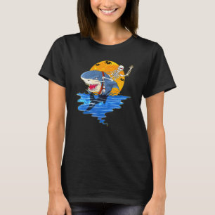 Skeleton Riding Shark   Halloween Costume Autumn   T-Shirt