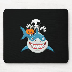 Skeleton Riding Shark Jack O'lantern Pumpkin Hallo Mouse Mat