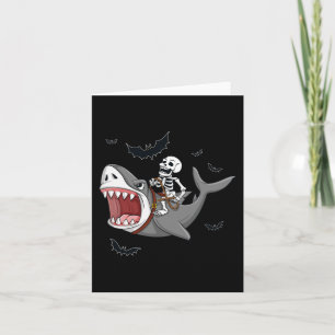 Skeleton Riding Shark Scary Halloween Boys Girls K Card