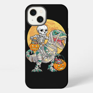Skeleton Riding T Rex Moonlit Mummy Dinosaur Kids  iPhone 13 Case