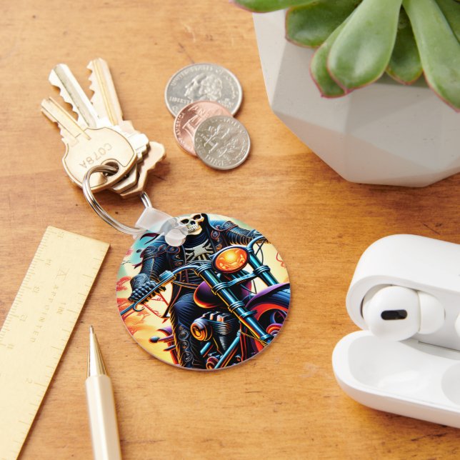 Skeleton Riding through the fire cave Key Ring (Desk)