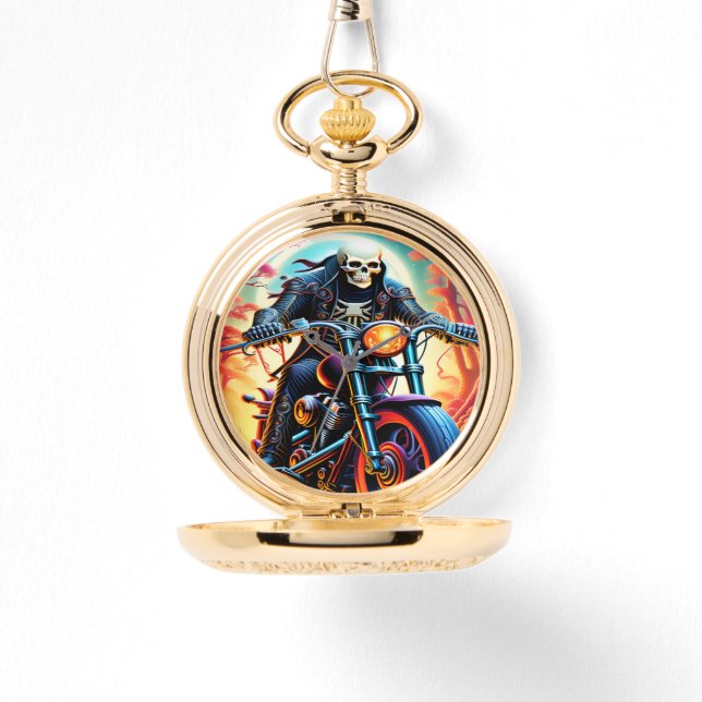 Skeleton Riding through the fire cave Watch (Front)