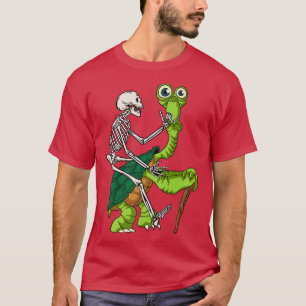 Skeleton Riding Turtle Lazy Halloween Costume Funn T-Shirt