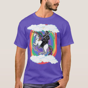 Skeleton Riding Unicorn Funny Unicorns Rainbow Lov T-Shirt