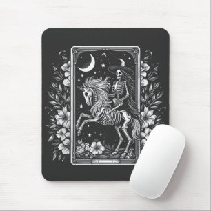 Skeleton Riding Unicorn Skeleton Tarot Card Mouse Mat