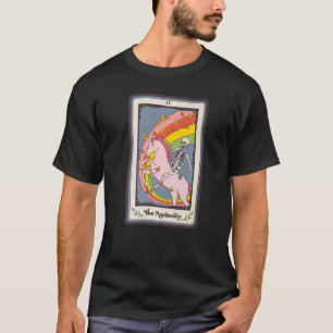 Skeleton Riding Unicorn The Audacity Mystical Taro T-Shirt